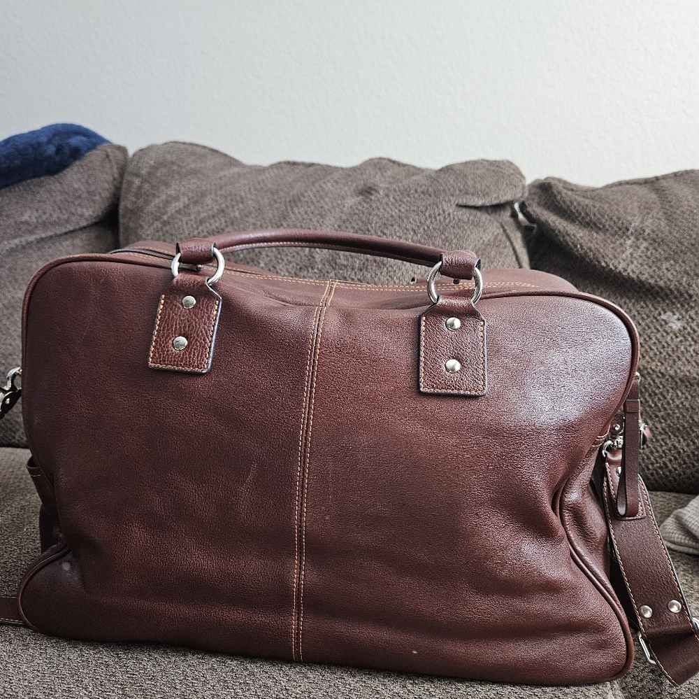Brown Leather Suitcase Bag Canbrigde